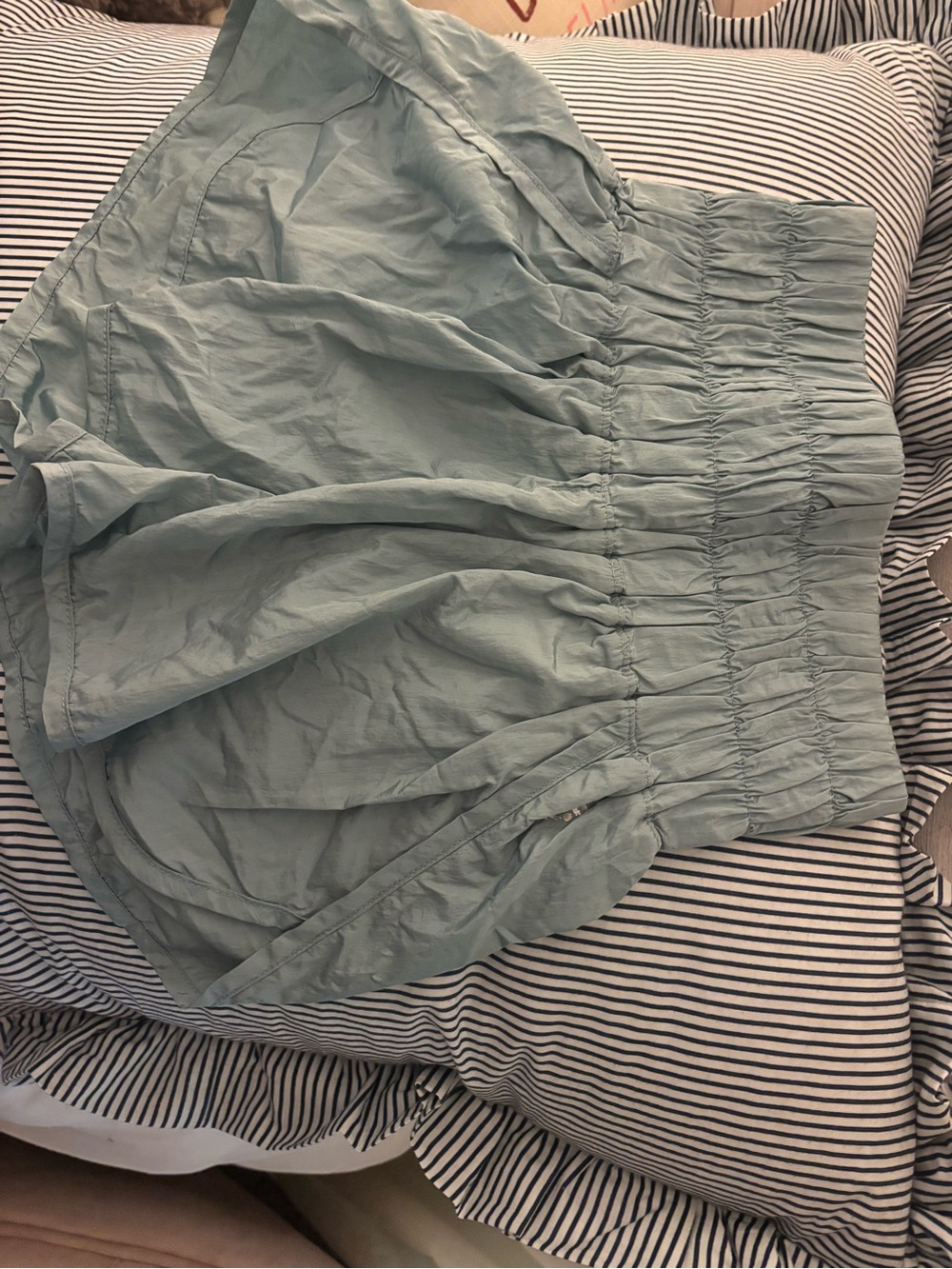 FP Movement by Free People High-Waist Athletic Shorts in Light Sage Green